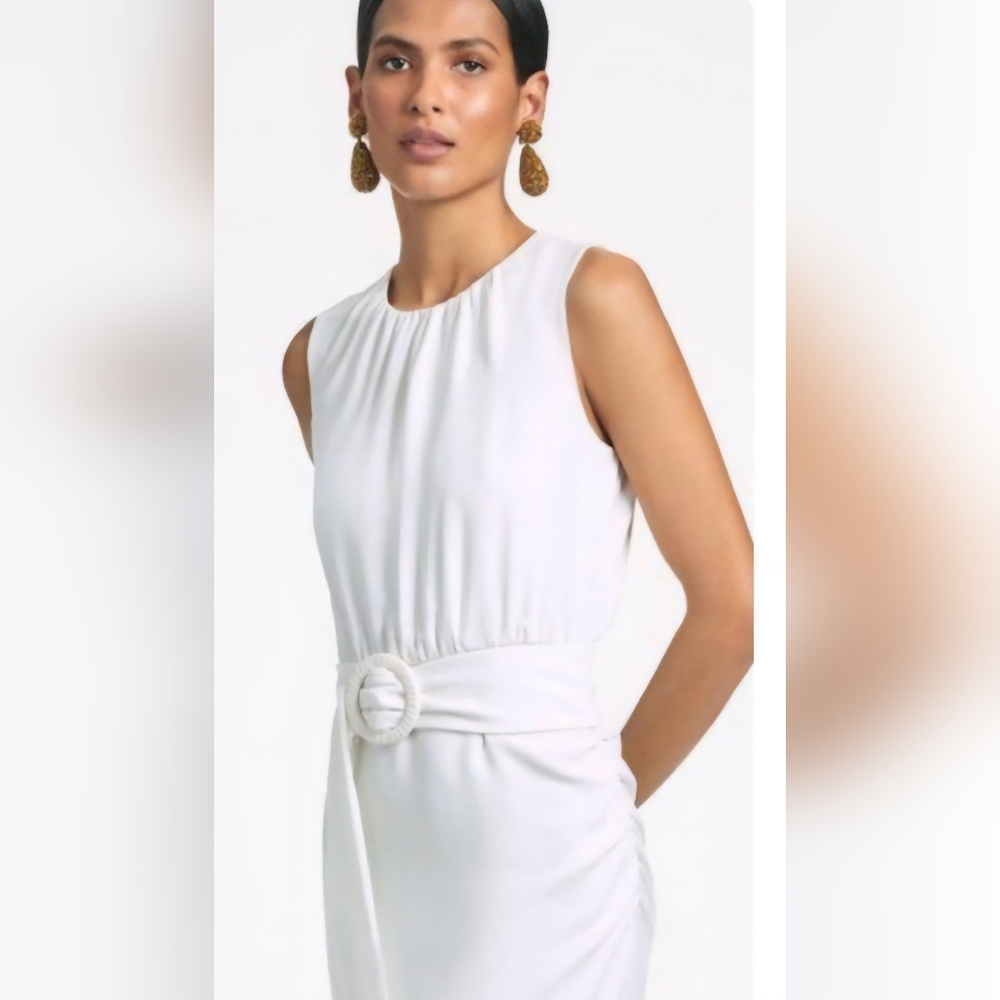 Sachin & Babi White Belted Tulip Pleated Sleeveless Dress NWT Size 18W Wedding - Picture 3 of 6